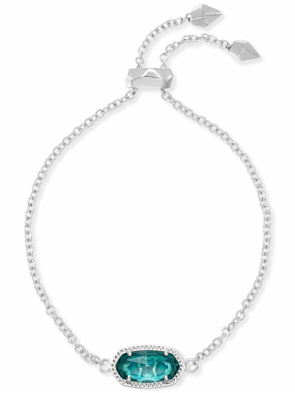 Kendra Scott Elaina Silver Adjustable Chain Bracelet in London Blue Glass